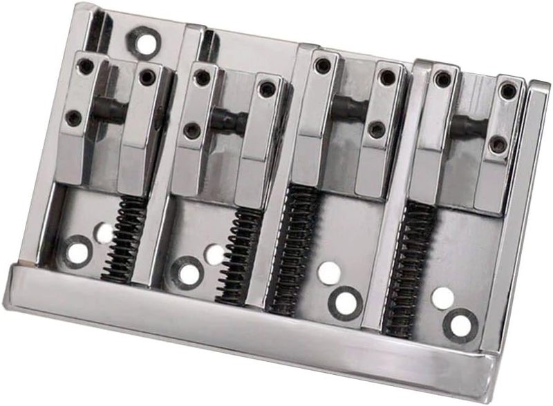 JD.Moon Vintage 4 String Bass Bridge Tailpiece A-style Roller Saddle Bridge Top Load or String Through Body (Chrome) - Image 3